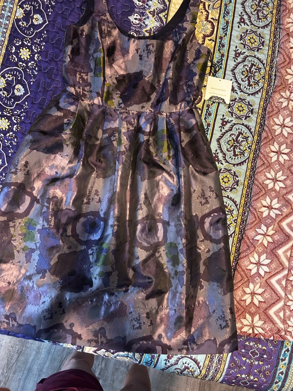Donna Morgan Multicolor Floral-Print Dress with Purple Accents